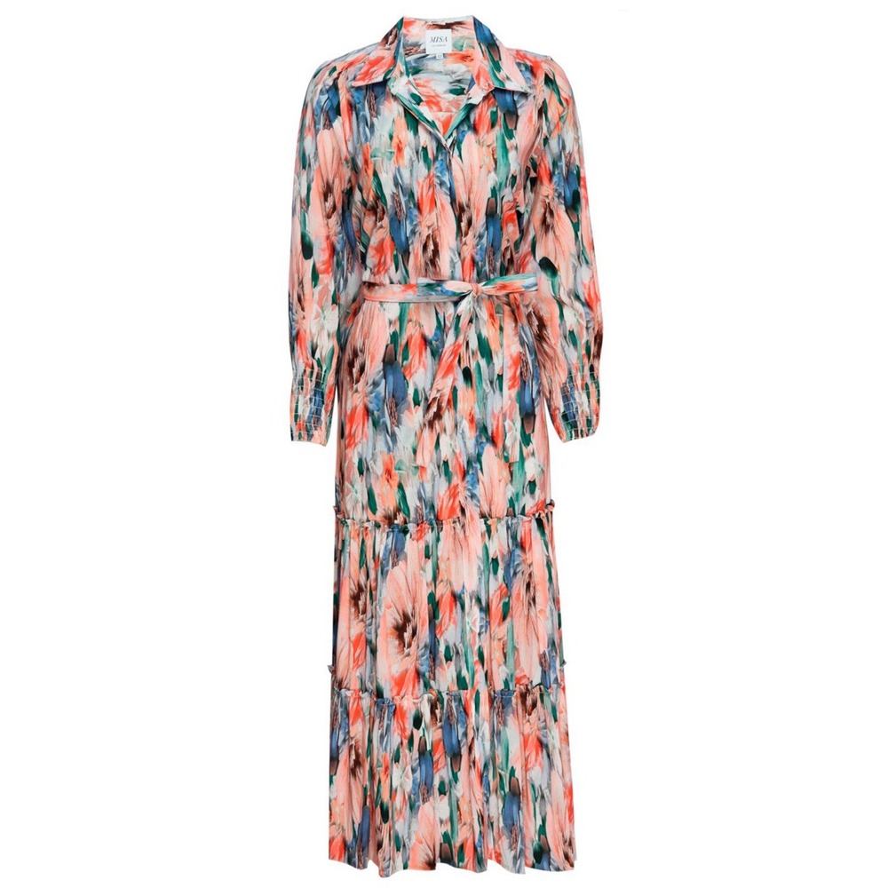 Misa Esmee Eden Floral Print Tiered Long Sleeve Maxi Dress Size: Med Resort - Picture 3 of 15